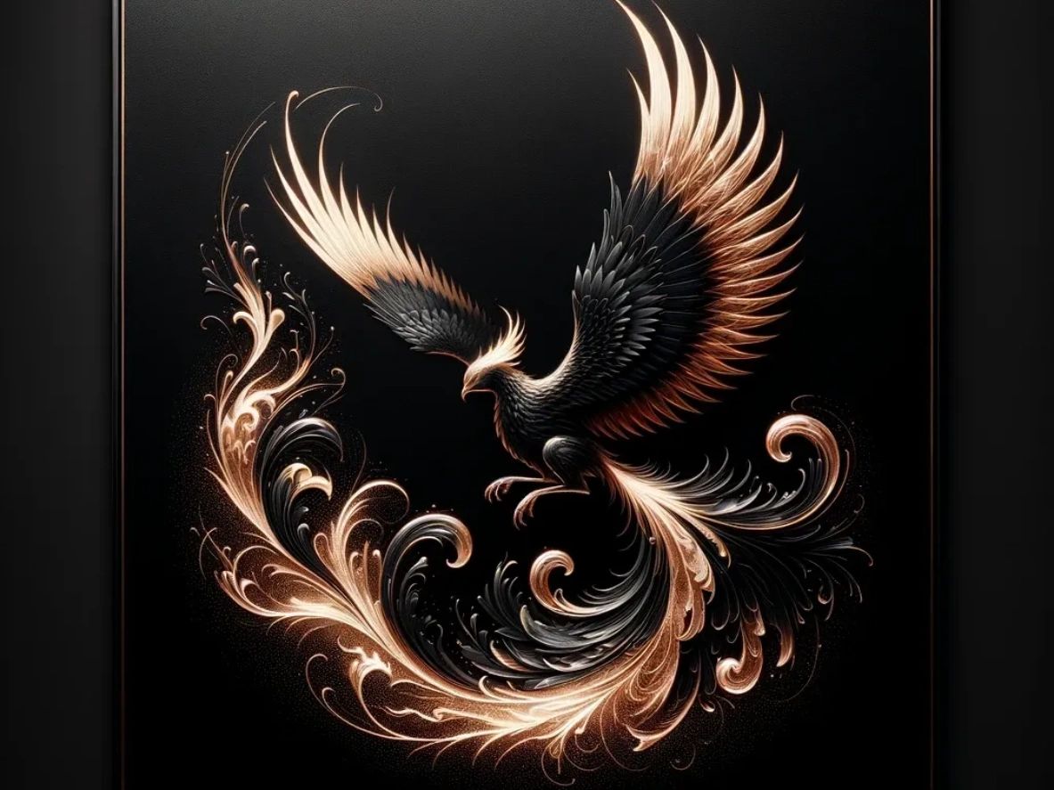 Pheonix, black and gold 
