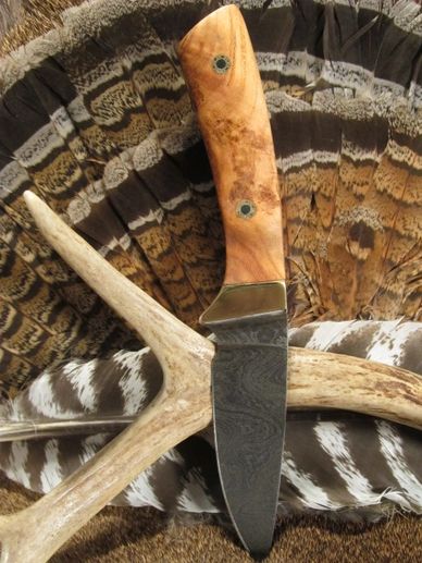 Custom Damascus knife with Cherry Burl handle