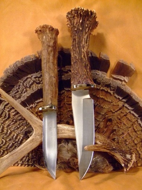 Custom Stainless Steel Hunting knives with antler handles