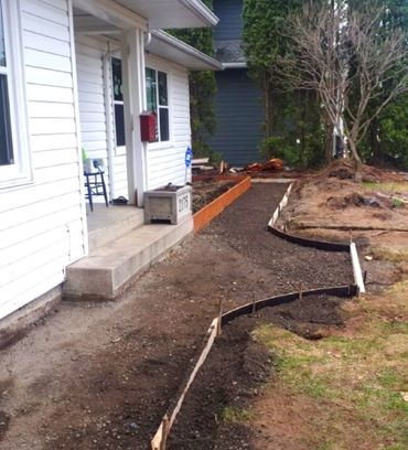 Yellow excavator digging foundation trench
