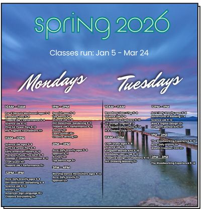 wave homeschool spring class schedule 2026