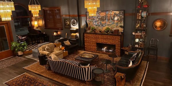 The Fireplace at the Heart of the room is powered by Bio-Fuel. 