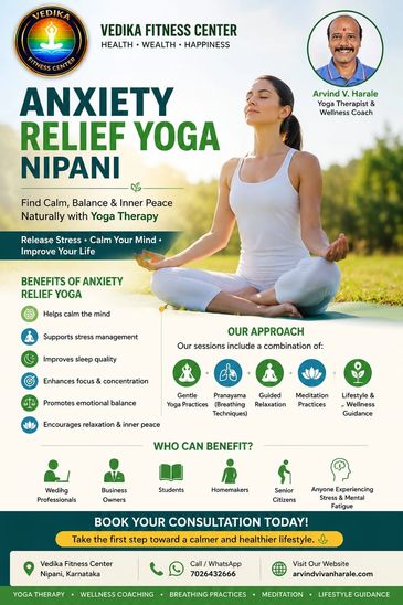 Anxiety Relief Yoga Nipani by Vedika Fitness Centre featuring Yoga Therapist Arvind Vivan Harale and