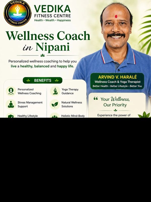 Wellness coach Arvind V. Haralé offers personalized coaching and yoga therapy in Nipani.
