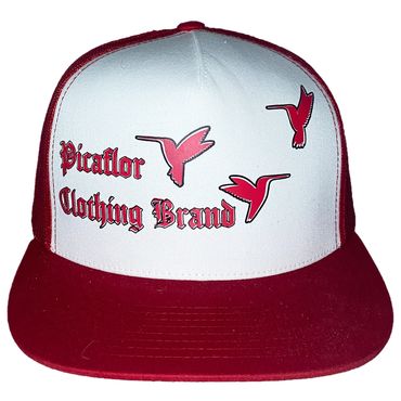Red Cap White Face Picaflor Clothing Brand Old English Red with Black outline