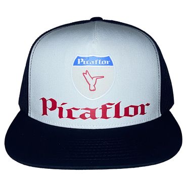 Black Cap White Face Picaflor Red Lettering Logo 2 Shield