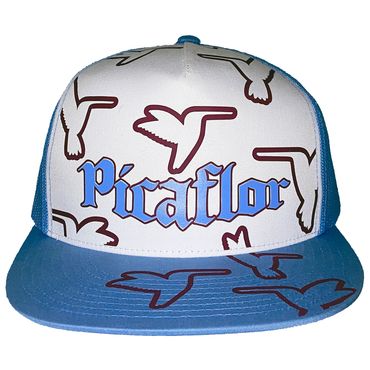 Baby Blue Cap White Face Picaflor Blue & Burgundy Lettering & Flock