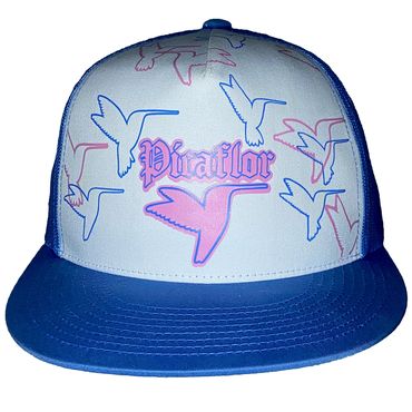 Baby Blue Cap White Face Picaflor Pink Logo 1 Flock Blue & Pink
