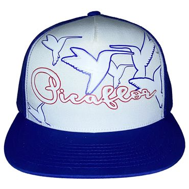 Blue Cap White Face Picaflor Cursive Red with Blue Flock