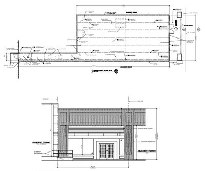 Retail space As-Built blueprints and elevation