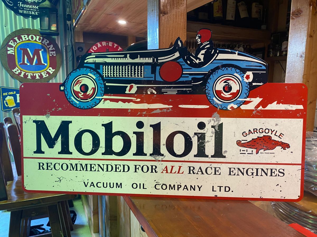 MOBILOIL RACER 810 X 380 METAL SIGN MOBIL OIL