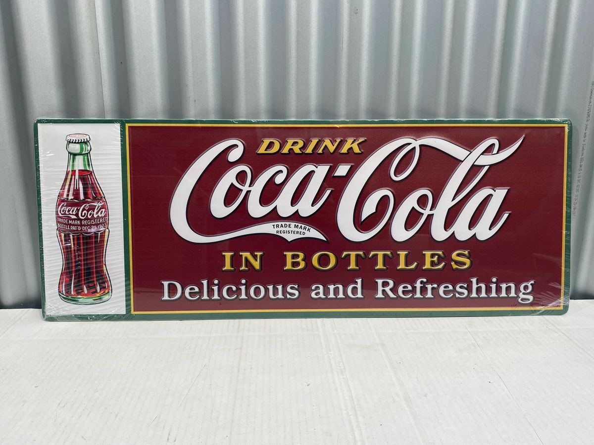 COCA COLA EMBOSSED METAL SIGN 700 X 250 MM