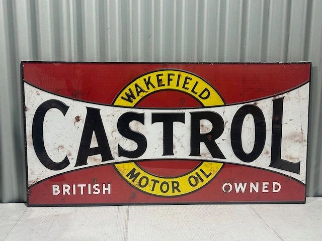 HEAVY DUTY CASTROL WAKEFIELD MOTOR OIL EMBOSSED METAL SIGN HUGE 100 MM ...