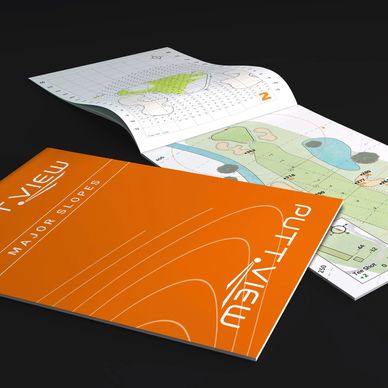 Golf course guidebook titled "PUTT VIEW" with detailed hole maps and slope information.