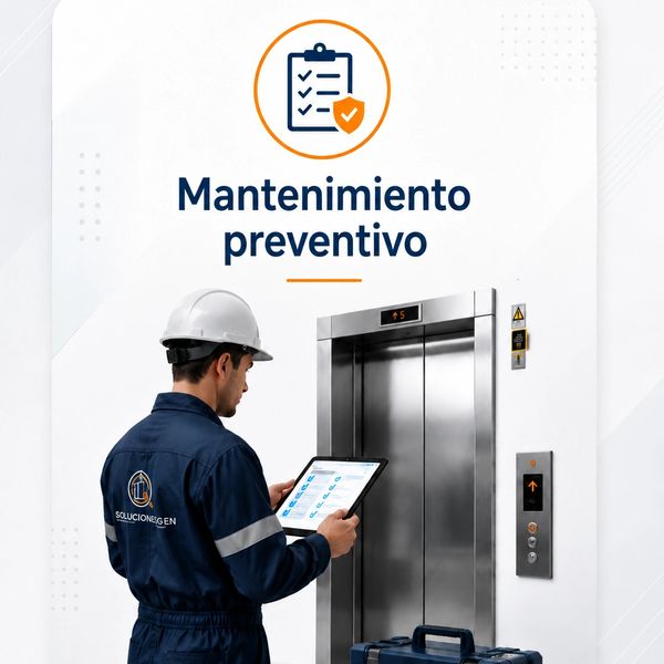 Técnico realiza mantenimiento preventivo a un ascensor.