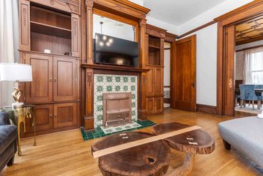 television area along with sofas