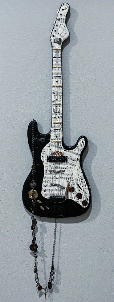 guitar fender stratocaster assemblage collage guitar art 