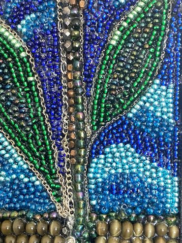 Sunflower Mosaic Box, closeup, bead detail