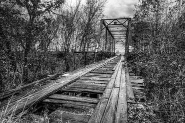 old bridge wood iron steel black white photograph picture image