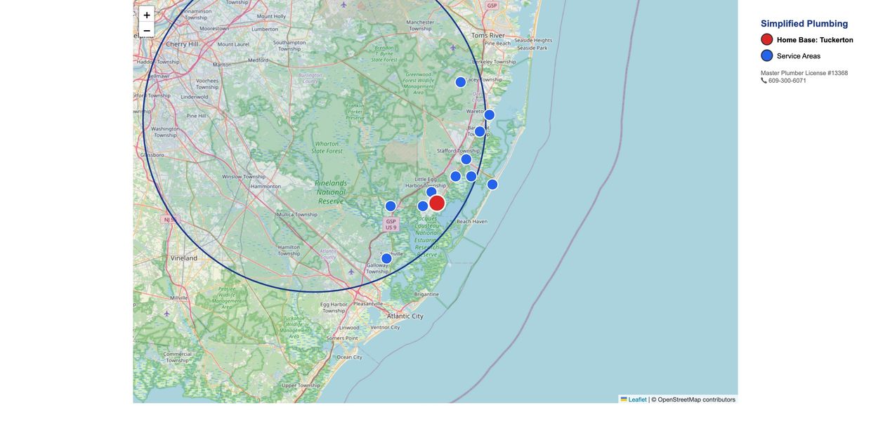 Our Plumbing Service areas Tuckerton, Little Egg Harbor, Manahawkin, Barnegat, Long Beach Island