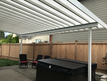 Big all white Poly Panel Patio Cover installation in Snohomish County 