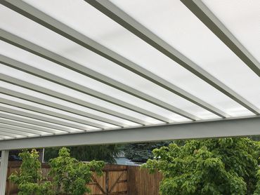 White Poly Panel Patio Cover Tacoma WA installation