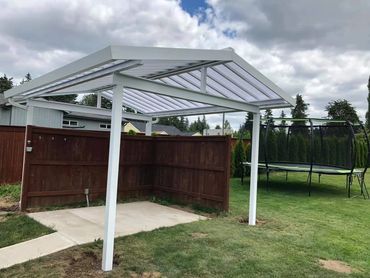 Free standing Poly Panel gable end patio cover For a hot tub 
