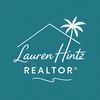 Lauren Hintz Realtor logo: coastal teal with house and palm tree for Port Aransas real estate