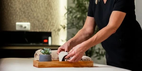 Calm treatment room prepared for lymphatic drainage massage at Wholly Spirit Hands Sugar Land.