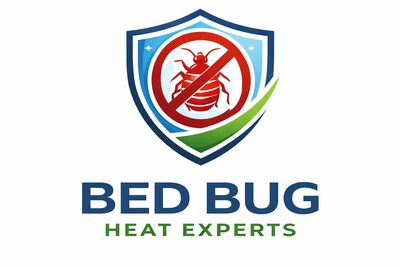 Logo of Bed Bug Heat Experts with a shield and crossed-out bed bug.