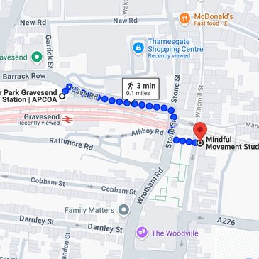 How to find Mindful Movement Pilates Studio in Gravesend town centre

