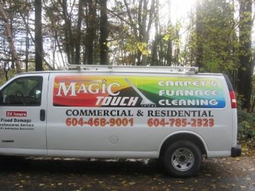 Van advertising Magic Touch carpet and furnace cleaning.