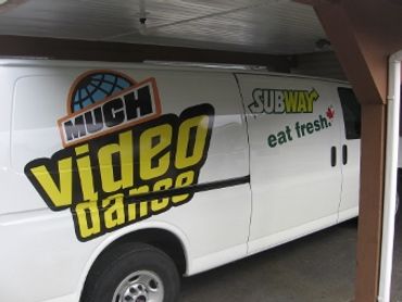 White van with Much Video Dance and Subway branding.