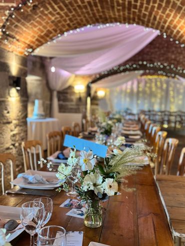 Table setting at a wedding venue in Cornwall by Ad Hoc Catering 