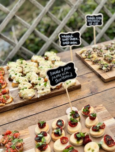 Canapé selection by Ad Hc Catering with a selection of gluten free canapés and vegetarian canapés