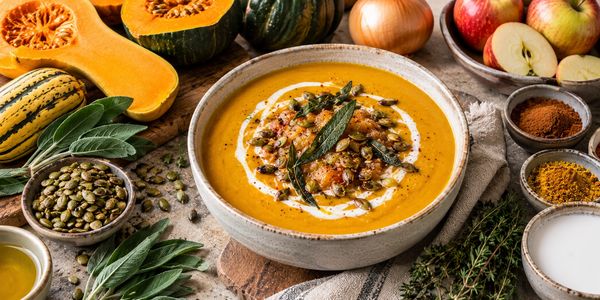 Roasted Four-Squash blend with apples, cinnamon, ginger, nutmeg and curry powder