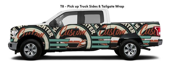 Partial digital print Vinyl Wrap and covers most areas of except the cab pillars, roof, & rear cab.