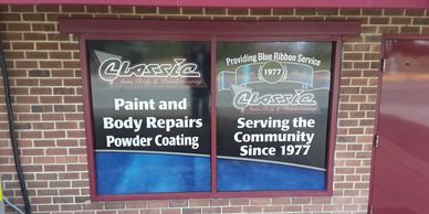Brand your business or school with  full color window lettering.