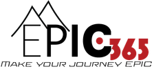Logo with mountain shapes and text Mountain 365.