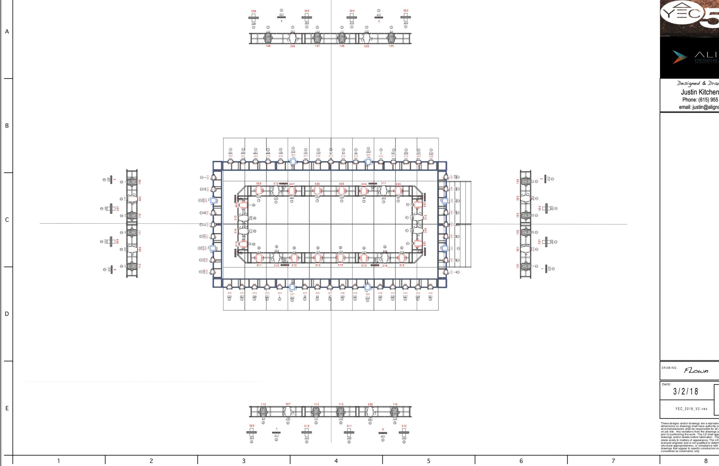Technical drawing of a rectangular setup with labeled components and contact info.