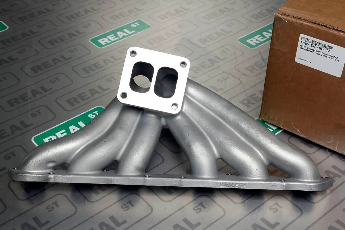 Artec Stainless Steel Cast T4 Twinscroll Turbo Manifold for 2JZGE 2JZ-GE Dual Tial MVR Flange