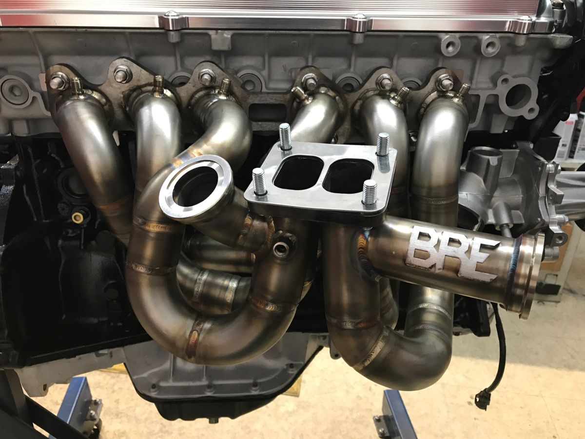 BRE Stainless Steel Fabricated T4 Twinscroll Turbo Manifold for 2JZGTE Dual Turbosmart Flange