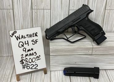 Used Walther Q4 SF 9mm handgun with two magazines for $800.