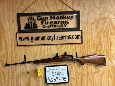 Savage 110 rifle displayed at Gun Monkey Firearms in Crofton, KY.