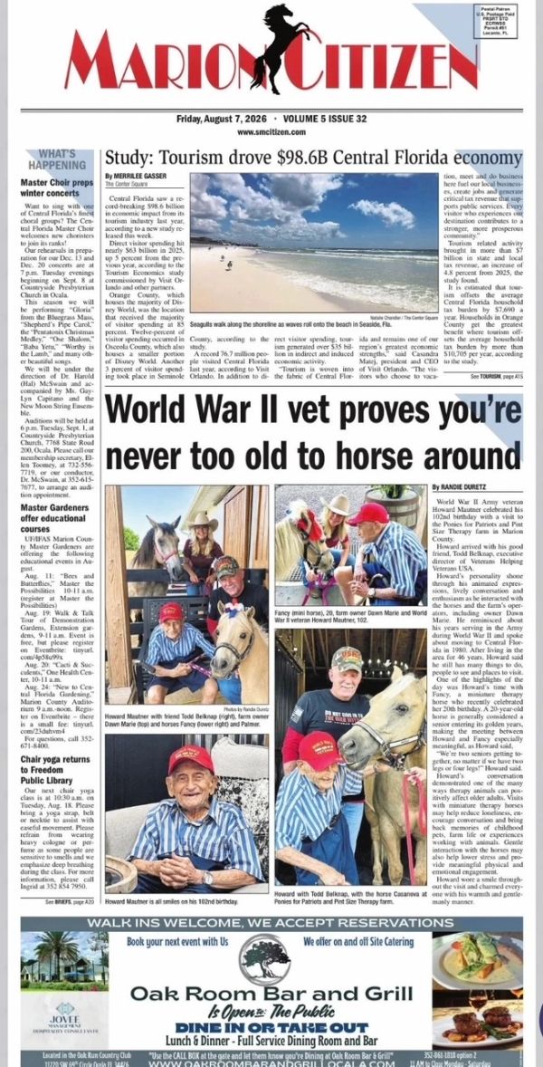 World War II veteran rides horses at 102 years old, defying age.
