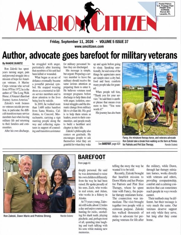 Author Ron Zaleski advocates barefoot therapy for veterans using miniature horses.