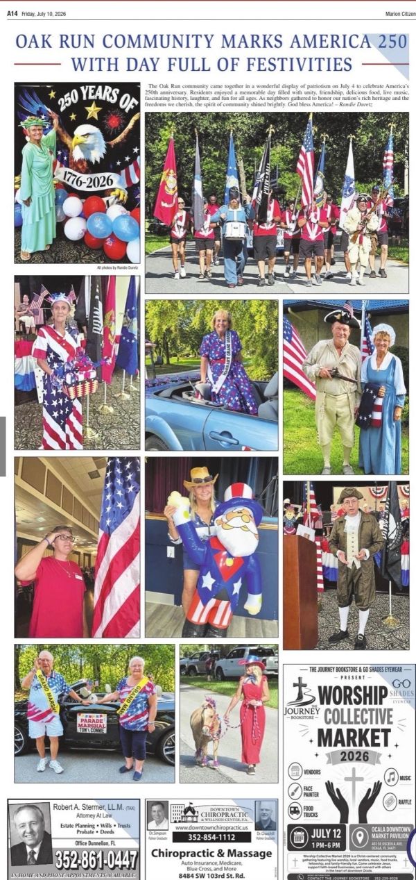 Oak Run community celebrates America's 250th anniversary with patriotic festivities.