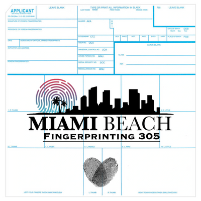 fingerprinting near me in Miami Beach with FD-258 ink fingerprint cards