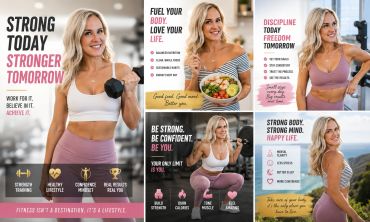 Fit woman promoting a strong and healthy lifestyle with workouts and nutrition.