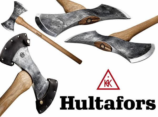 Hultafors official logo with pictures of Wetterhall throwing axe 